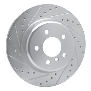 BMW 528I xDrive Brake Rotor (1) - Rear Left - R1 Concepts - Drilled & Slotted - Silver - `11-`16